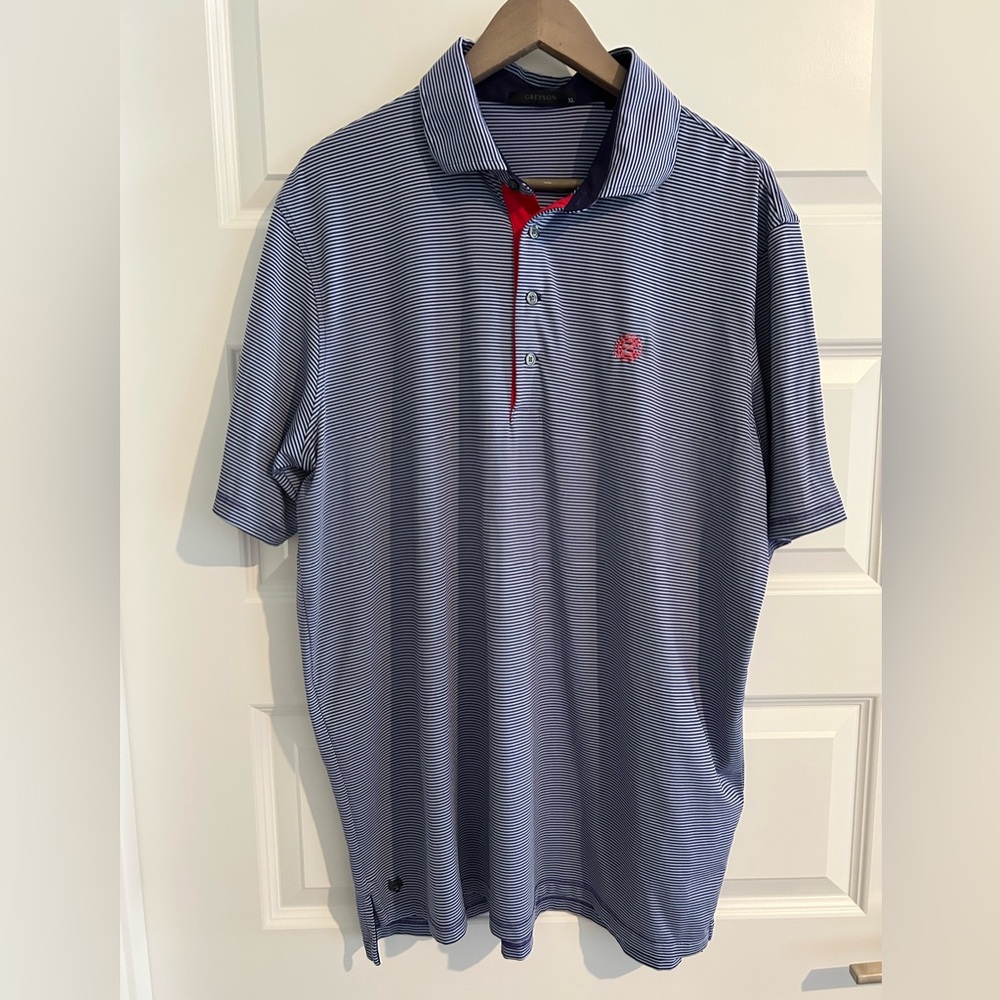 Greyson Polo Shirt Blue Striped Size XL